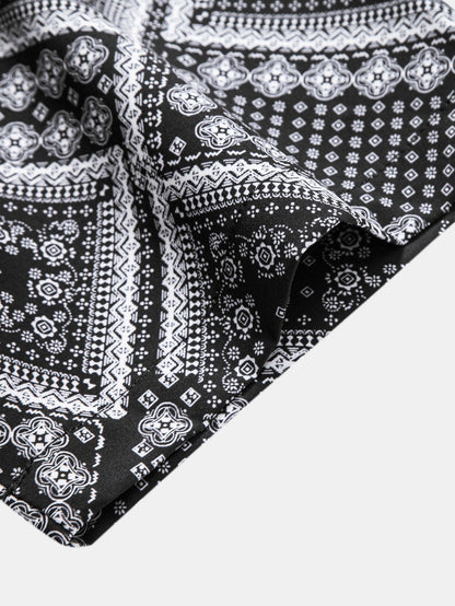 Paisley Patchwork Button-Up Shirt with Matching Swim Shorts