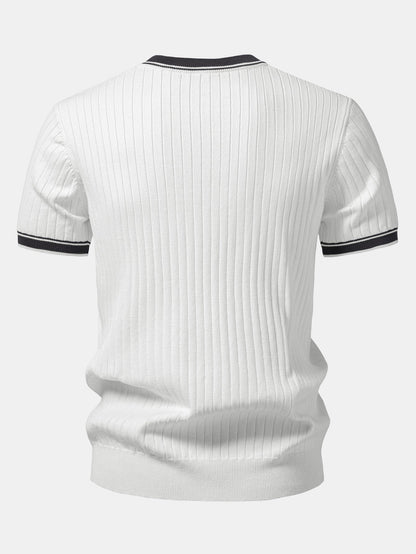 Color-Blocked Crew Neck Knit Tee