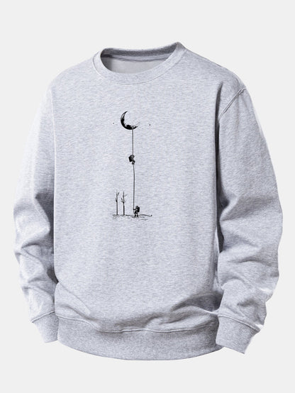 Relaxed Fit Sweatshirt with Lunar Astronaut Print