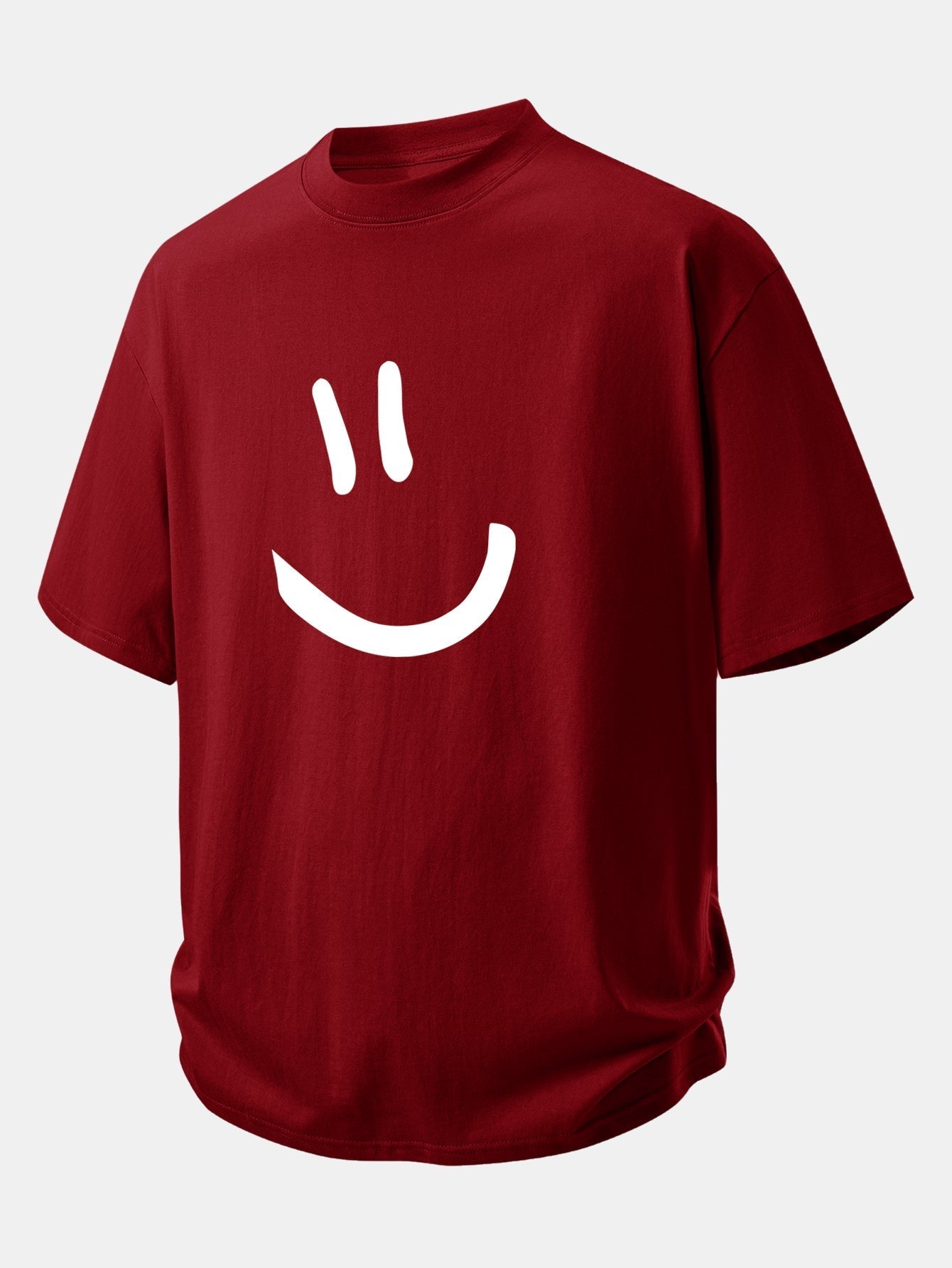 Comfortable Relaxed Fit Cotton T-Shirt with Smiley Face Design