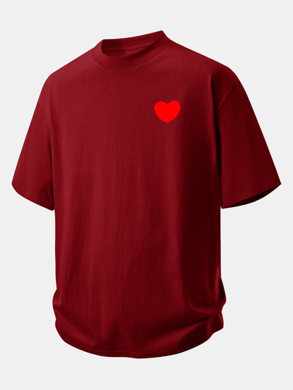 Comfortable Heart Print Cotton Tee