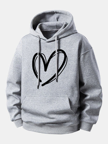Relaxed Fit Hoodie with Heart Print