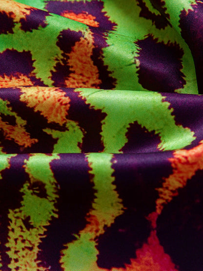 Vibrant Leopard Print Button-Up Shirt and Swim Shorts Set