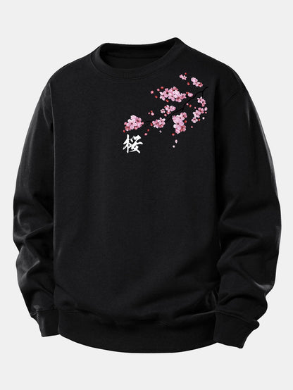 Relaxed Fit Sweatshirt with Cherry Blossom Print