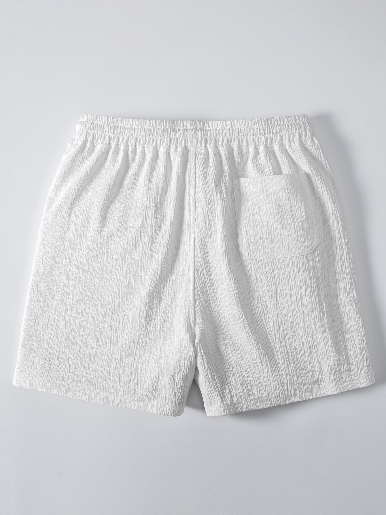 Crinkled Texture Shirt & 5" Drawstring Shorts with Crinkle Texture