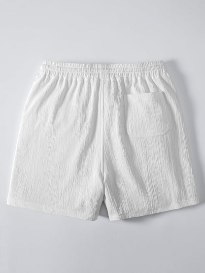 Crinkled Texture Shirt & 5" Drawstring Shorts with Crinkle Texture