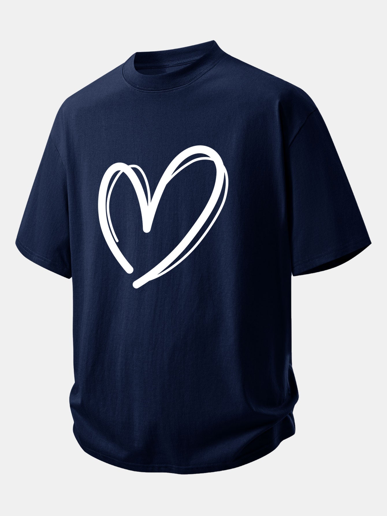 Comfortable Heart Print Cotton Tee