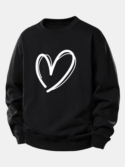 Relaxed Fit Heart Print Sweatshirt