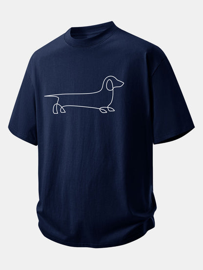 Comfortable Fit Dachshund Print Cotton Tee