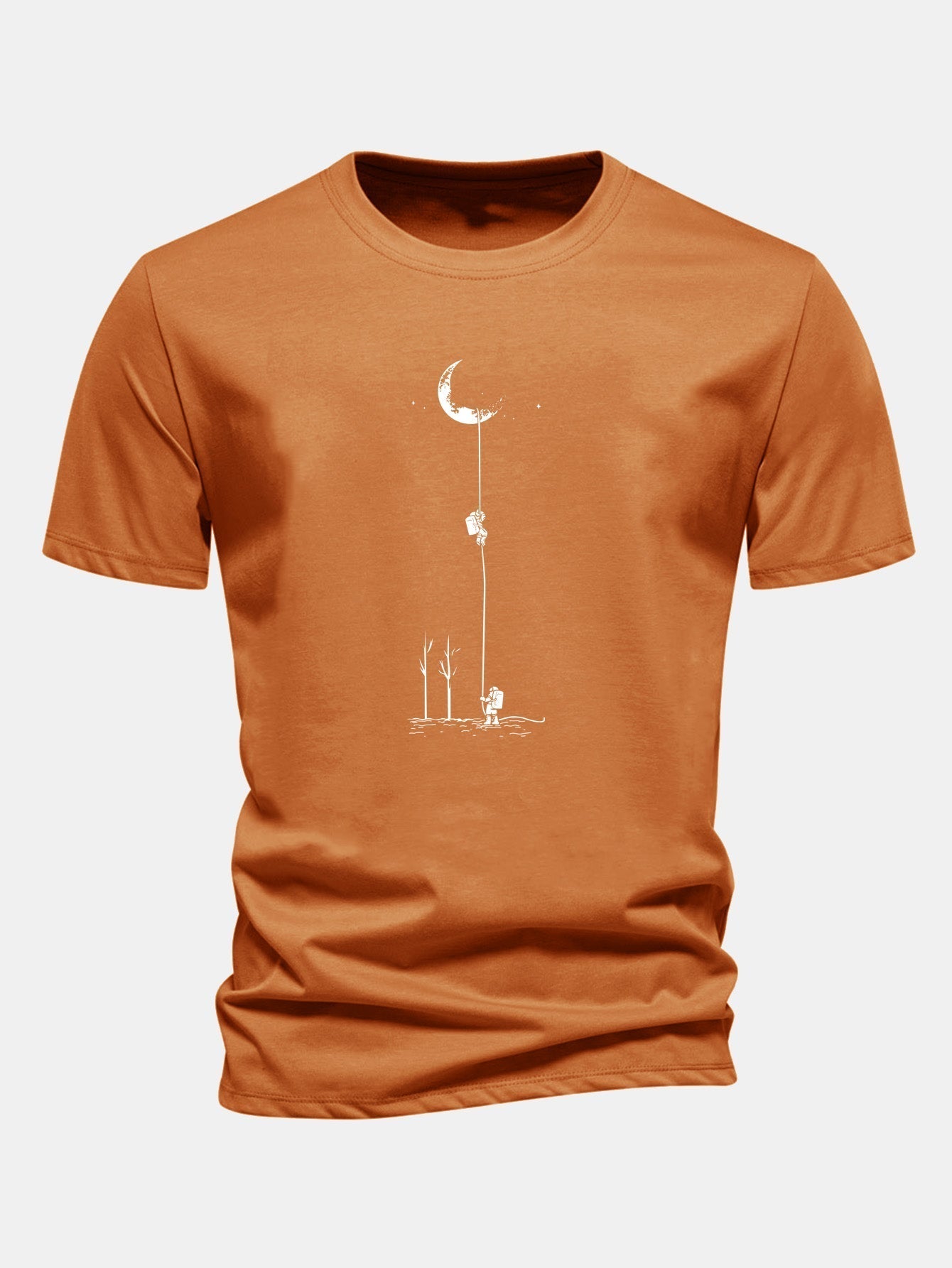 Classic Fit Cotton T-Shirt with Lunar Astronaut Design