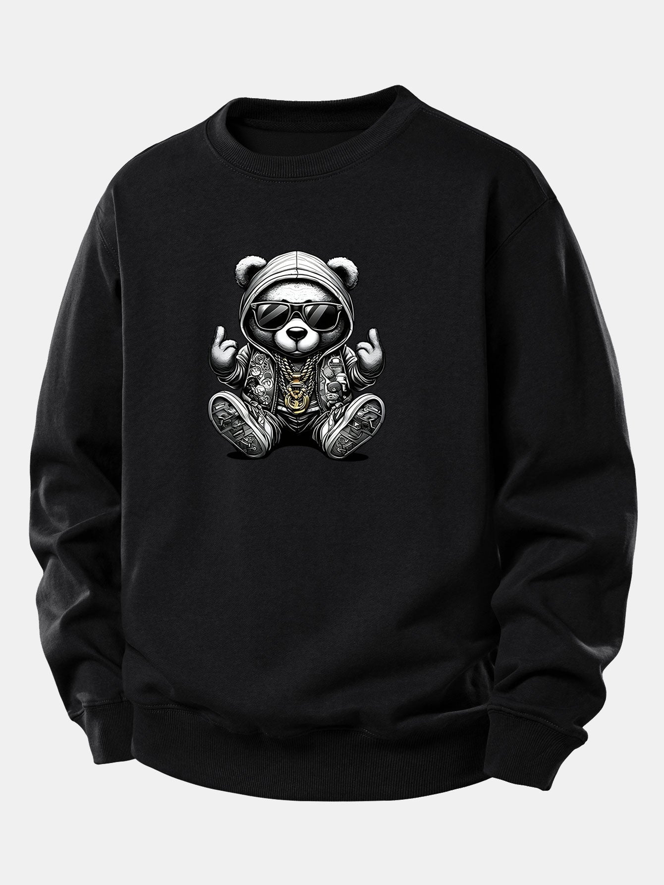 Relaxed Fit Sweatshirt with Hip Hop Bear Design
