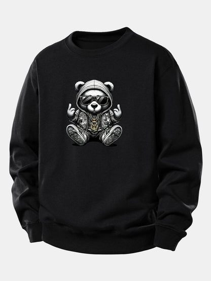 Relaxed Fit Sweatshirt with Hip Hop Bear Design