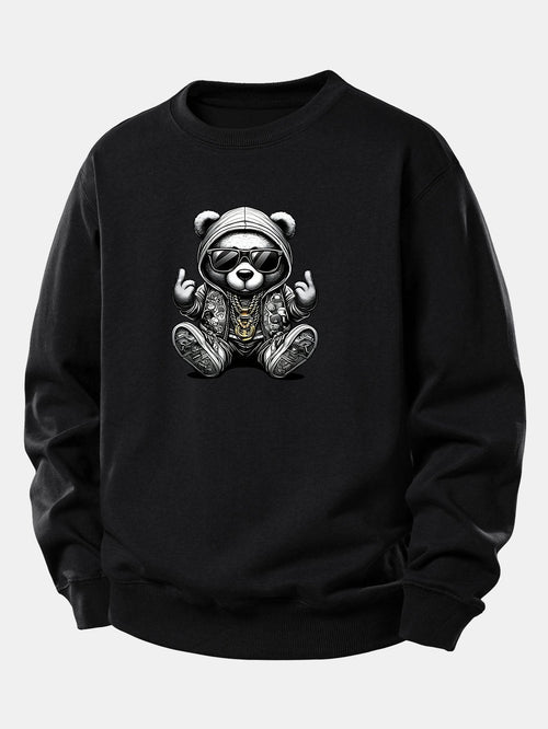 Relaxed Fit Sweatshirt with Hip Hop Bear Design