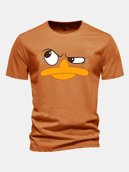 Classic Fit Cotton T-Shirt with Emoji Duck Print