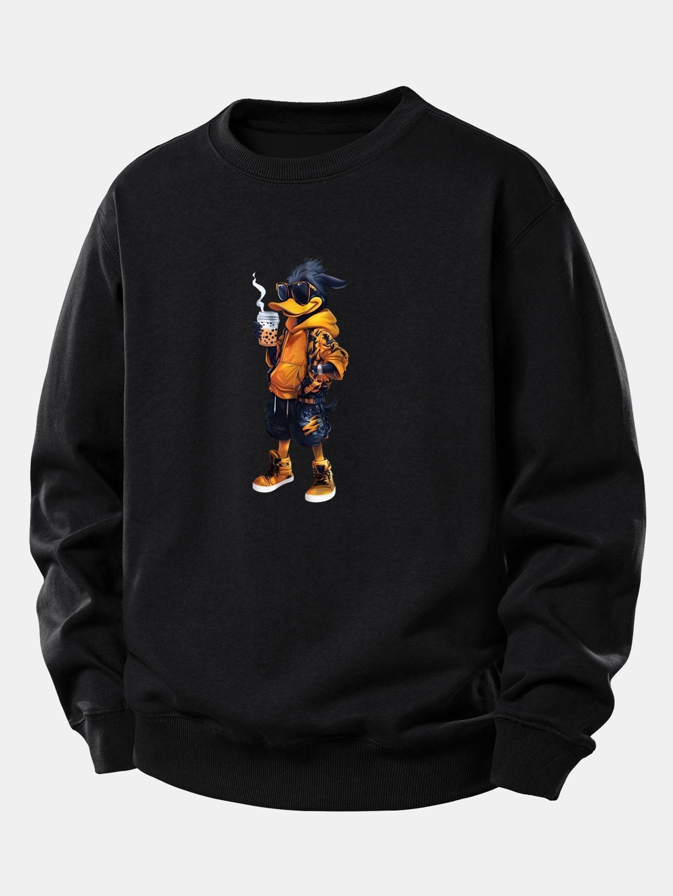 Relaxed Fit Sweatshirt with Cartoon Duck Design