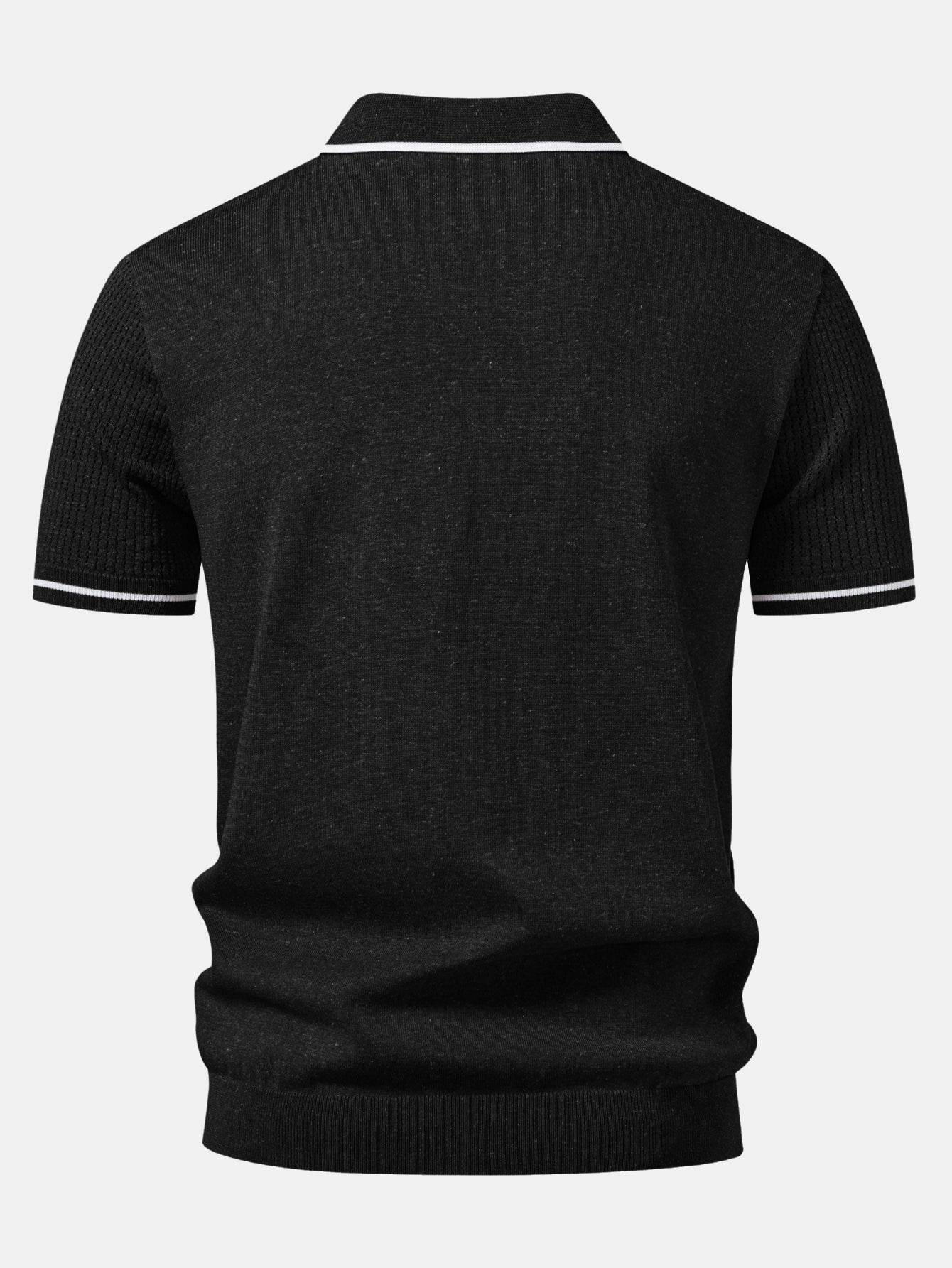 Johnny Collar Knit Polo with Contrast Stripe Trim and Pocket