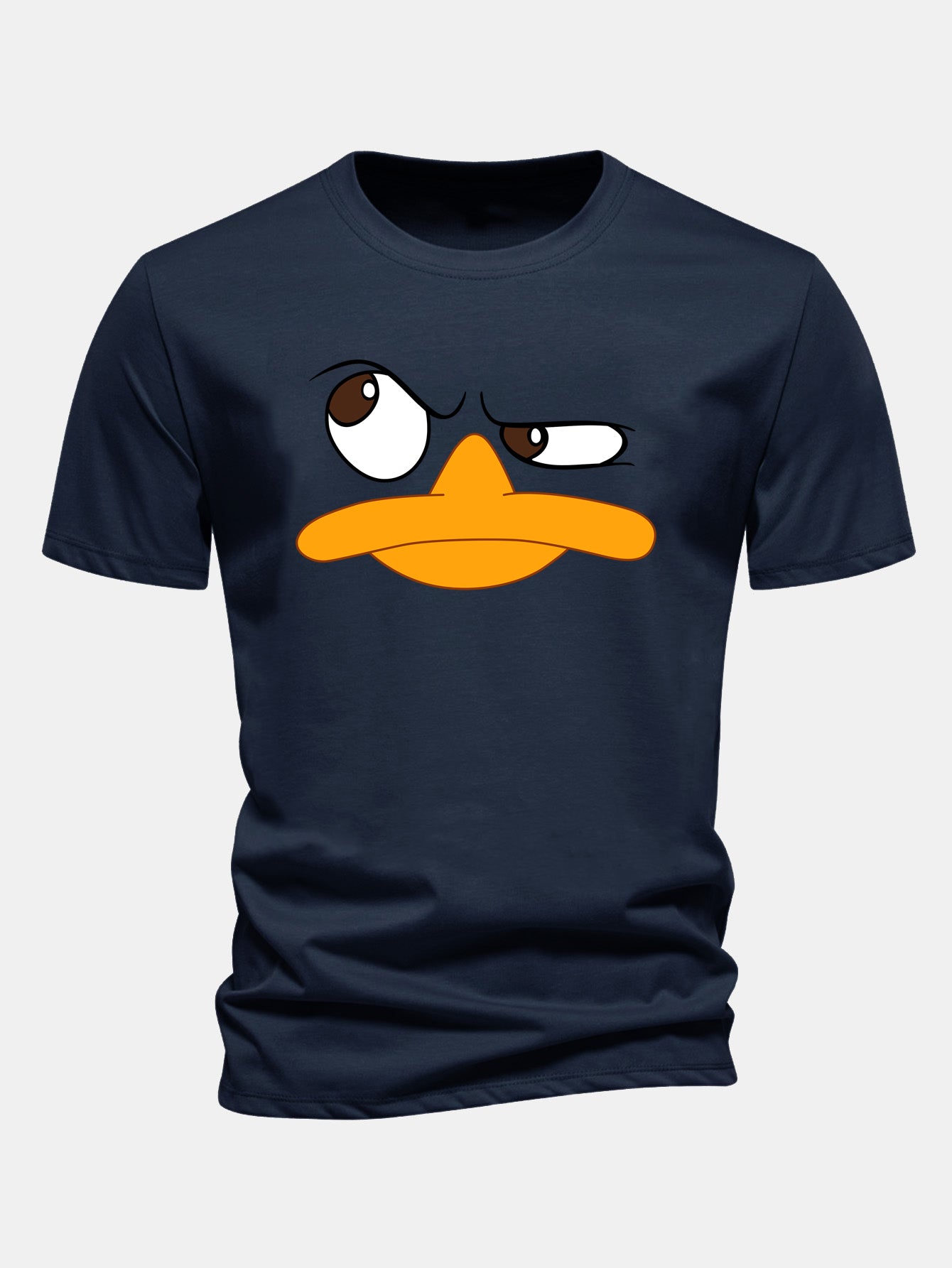 Classic Fit Cotton T-Shirt with Emoji Duck Print