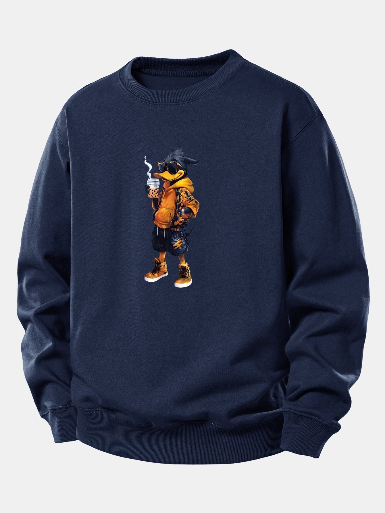 Relaxed Fit Sweatshirt with Cartoon Duck Design