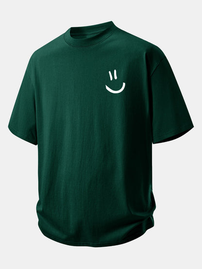 Comfortable Relaxed Fit Cotton T-Shirt with Smiley Face Design