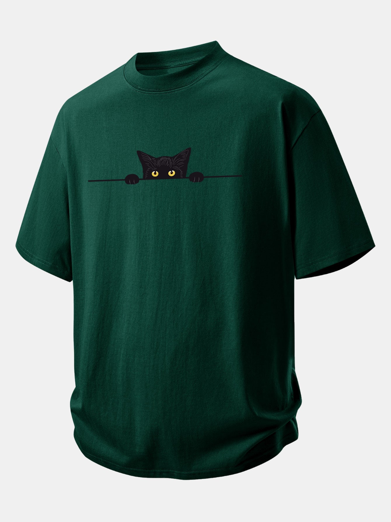 Comfortable Black Cat Graphic Cotton T-Shirt