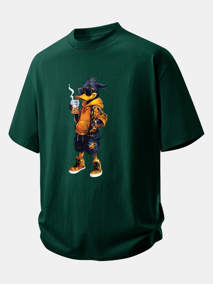 Comfortable Cartoon Duck Print Cotton Tee