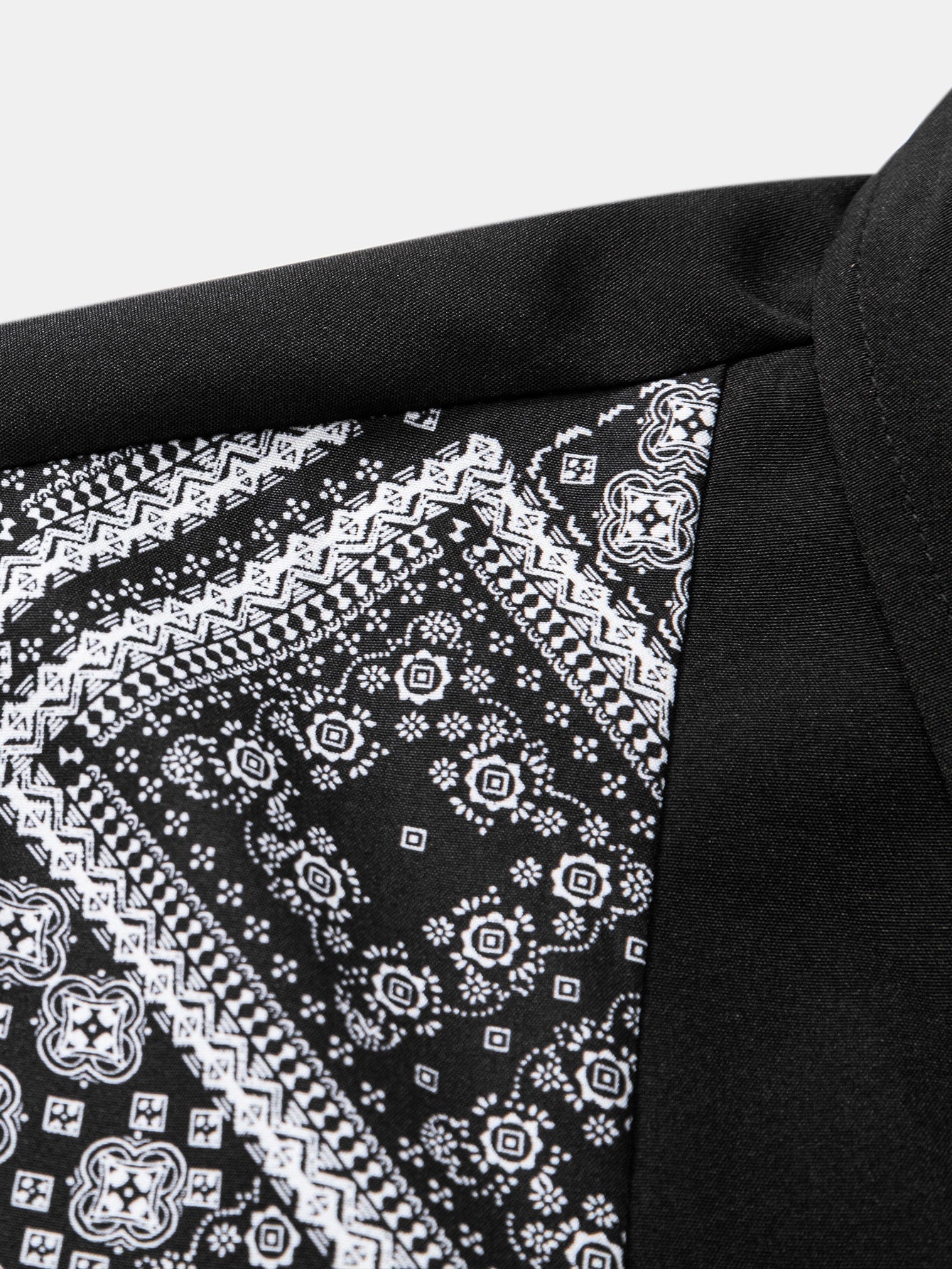 Button-Up Shirt with Paisley Print Patchwork Design
