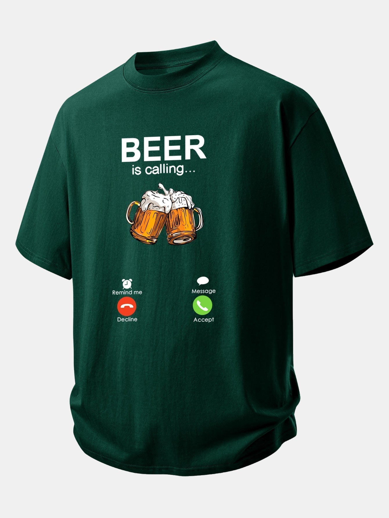 Comfortable Cotton T-Shirt with 'Beer Is Calling' Print