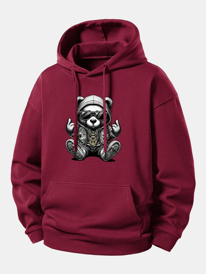 Relaxed Fit Hoodie with Hip Hop Bear Graphic
