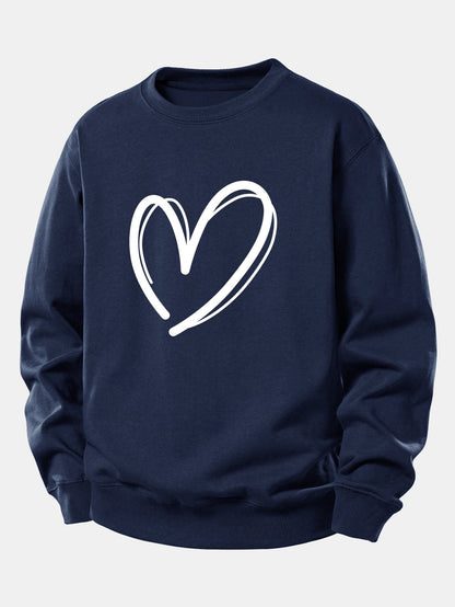 Relaxed Fit Heart Print Sweatshirt