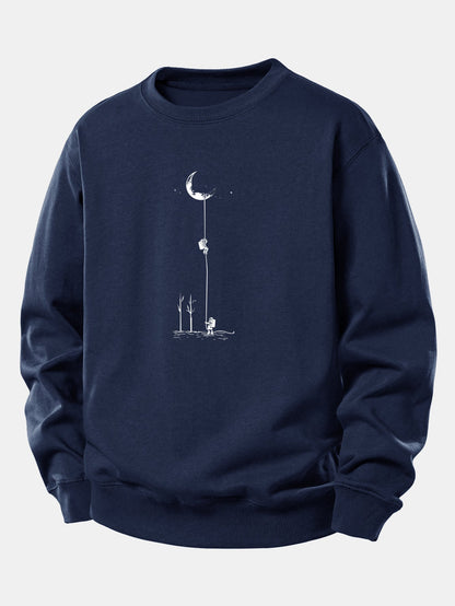 Relaxed Fit Sweatshirt with Lunar Astronaut Print