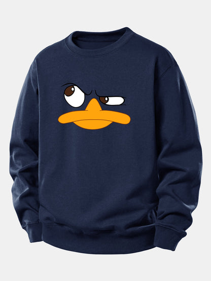 Relaxed Fit Sweatshirt with Emoji Duck Print