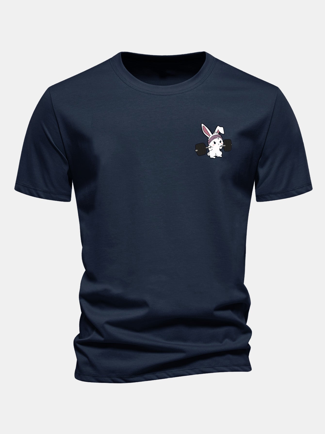 Classic Fit Cotton T-Shirt with Fitness Rabbit Print