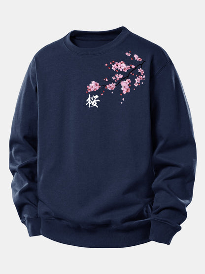 Relaxed Fit Sweatshirt with Cherry Blossom Print