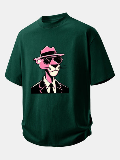 Comfortable Pink Panther Graphic Cotton T-Shirt for Gentlemen