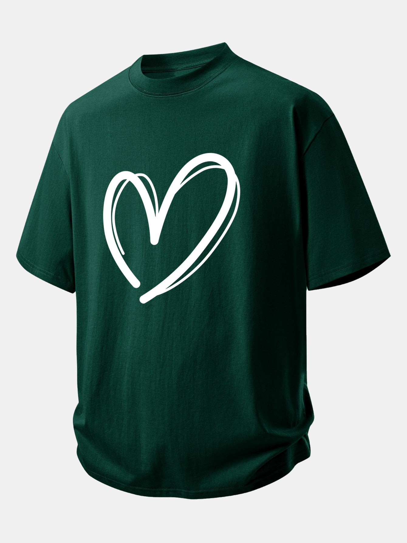 Comfortable Heart Print Cotton Tee