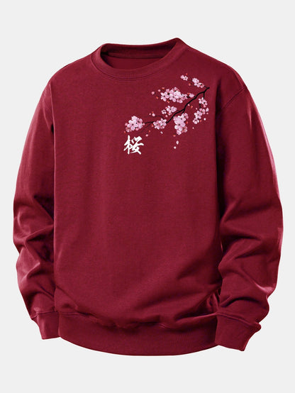 Relaxed Fit Sweatshirt with Cherry Blossom Print