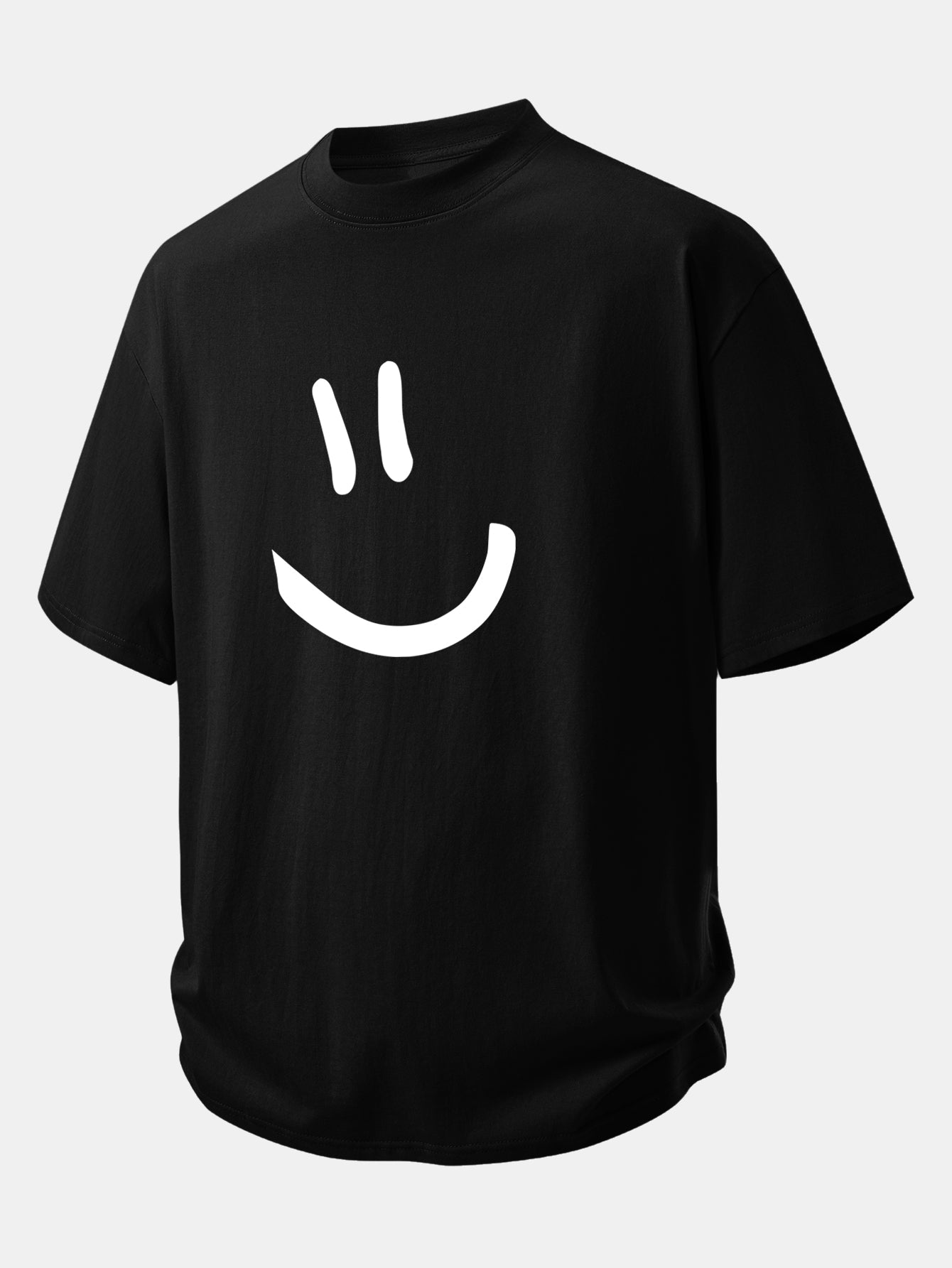 Comfortable Relaxed Fit Cotton T-Shirt with Smiley Face Design