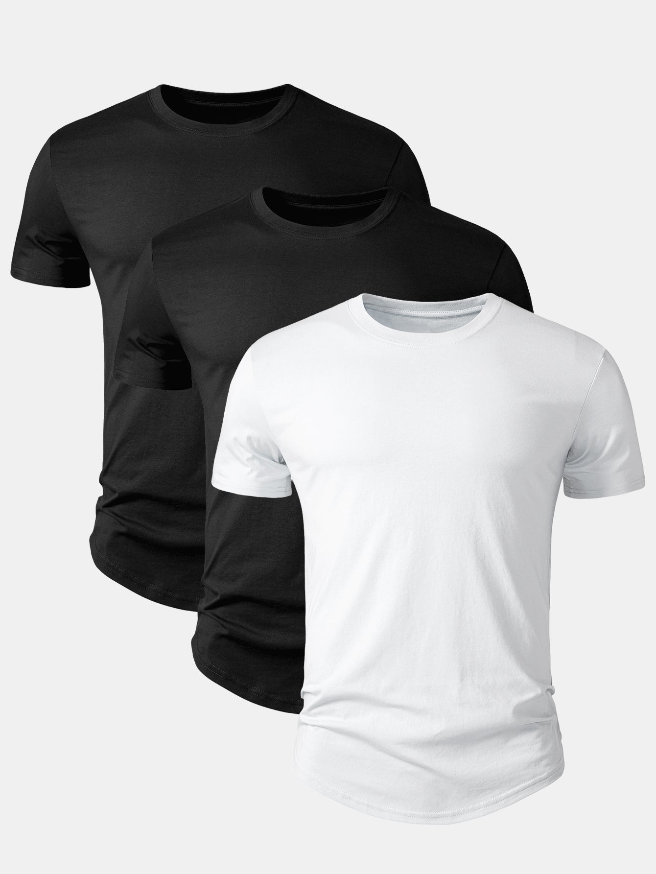 Set of 3 Essential Cotton Arc Hem T-Shirts