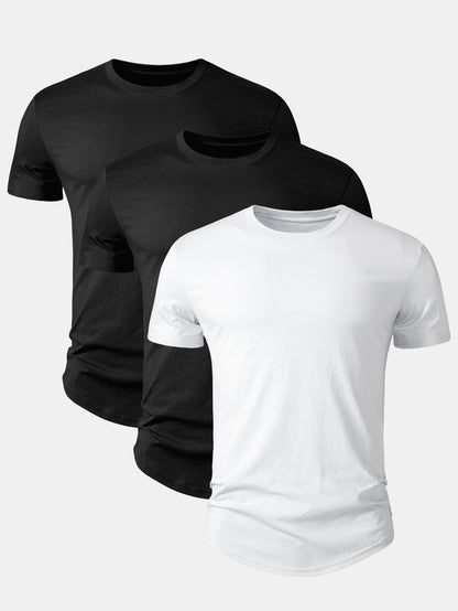 Set of 3 Essential Cotton Arc Hem T-Shirts