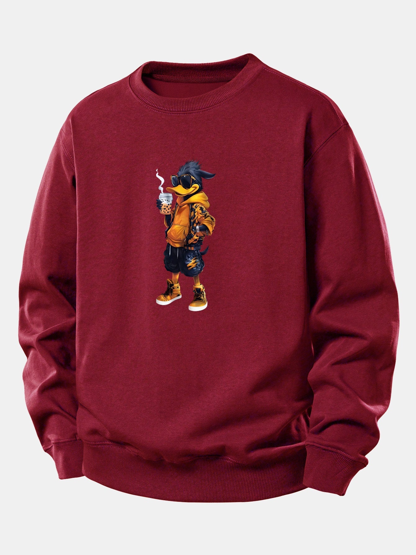 Relaxed Fit Sweatshirt with Cartoon Duck Design