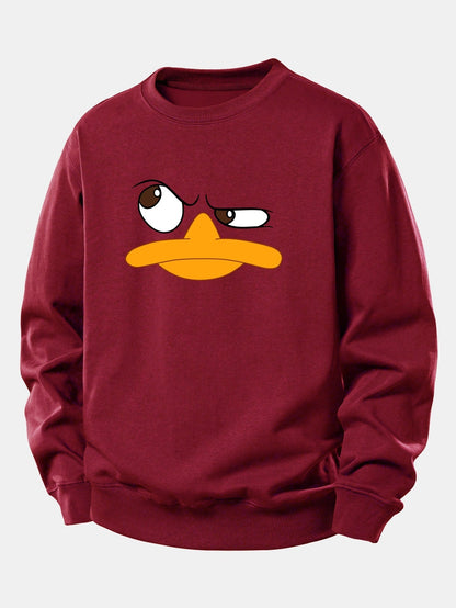 Relaxed Fit Sweatshirt with Emoji Duck Print