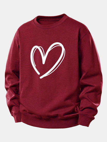 Relaxed Fit Heart Print Sweatshirt