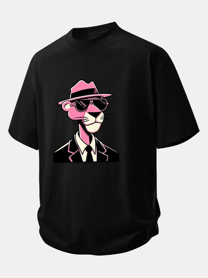 Comfortable Pink Panther Graphic Cotton T-Shirt for Gentlemen