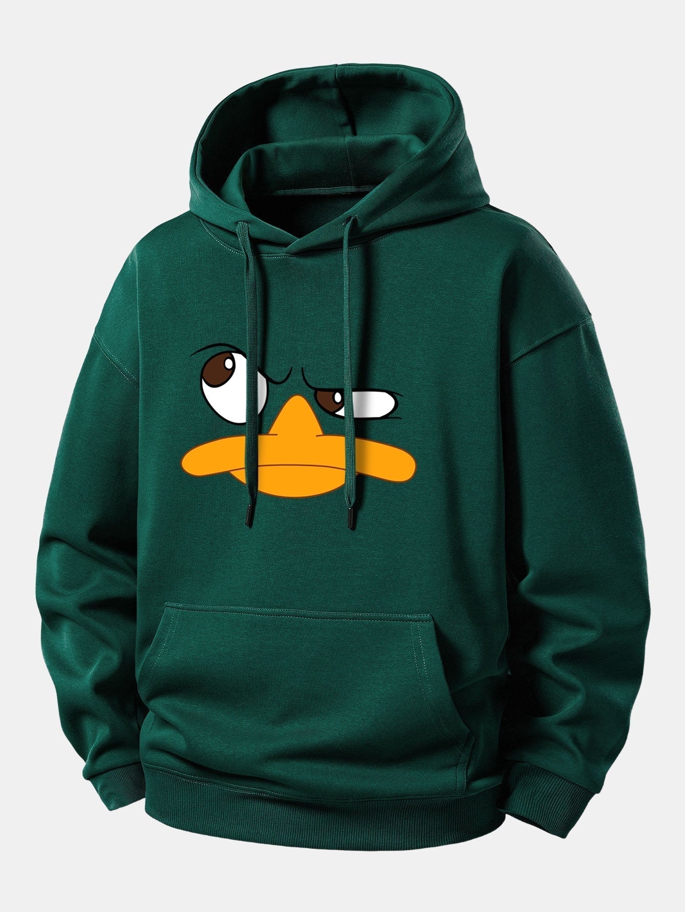Relaxed Fit Hoodie with Emoji Duck Design