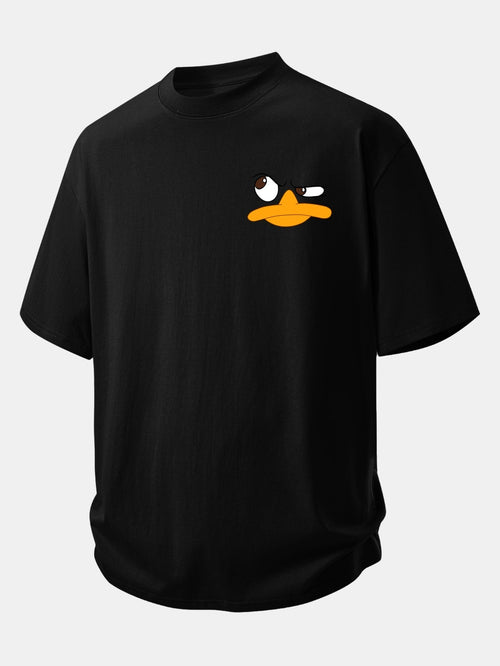 Comfortable Emoji Duck Graphic Cotton T-Shirt