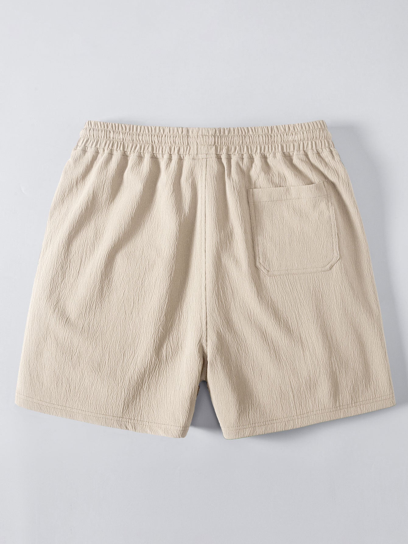 Geometric Jacquard Eyelet Cuban Shirt with Crinkle Textured 5" Drawstring Shorts