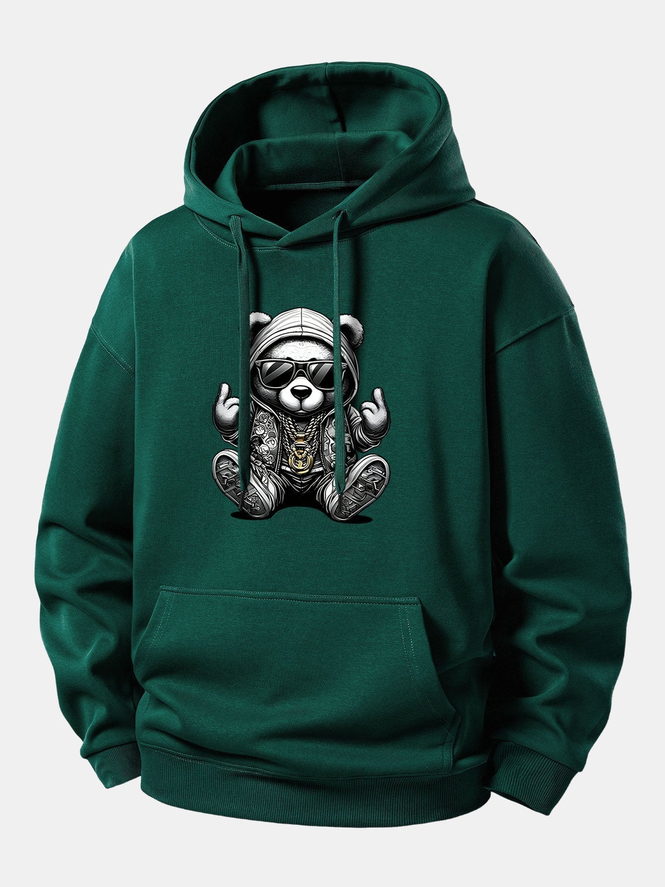 Relaxed Fit Hoodie with Hip Hop Bear Graphic