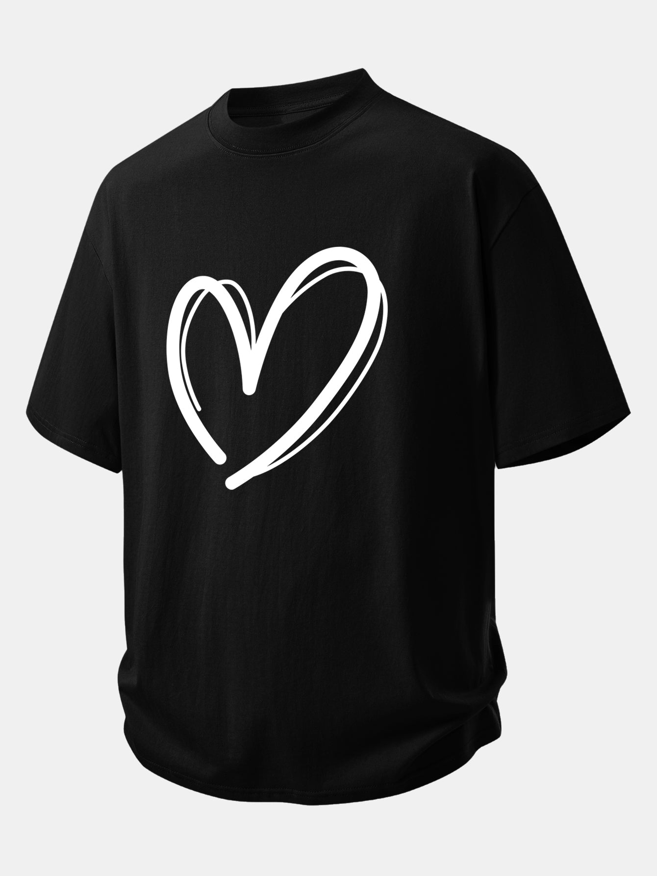 Comfortable Heart Print Cotton Tee