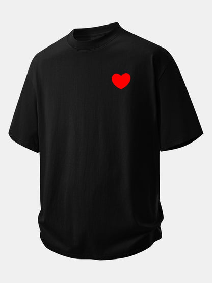 Comfortable Heart Print Cotton Tee