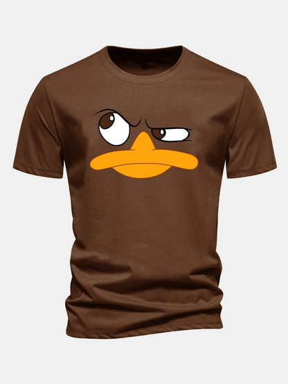 Classic Fit Cotton T-Shirt with Emoji Duck Print